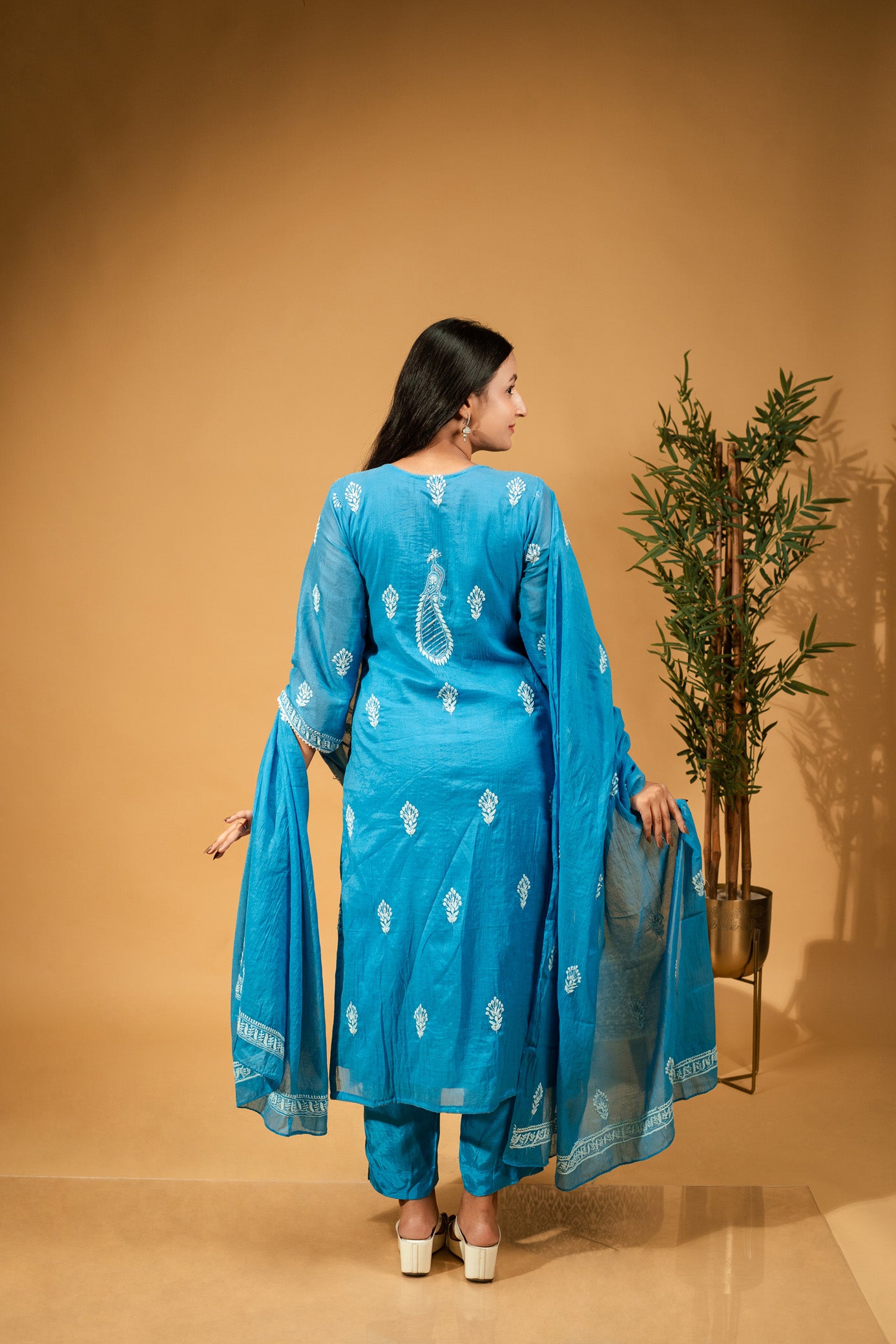 Gulrang - Hand-Embroidered Mul Chanderi Suit Set