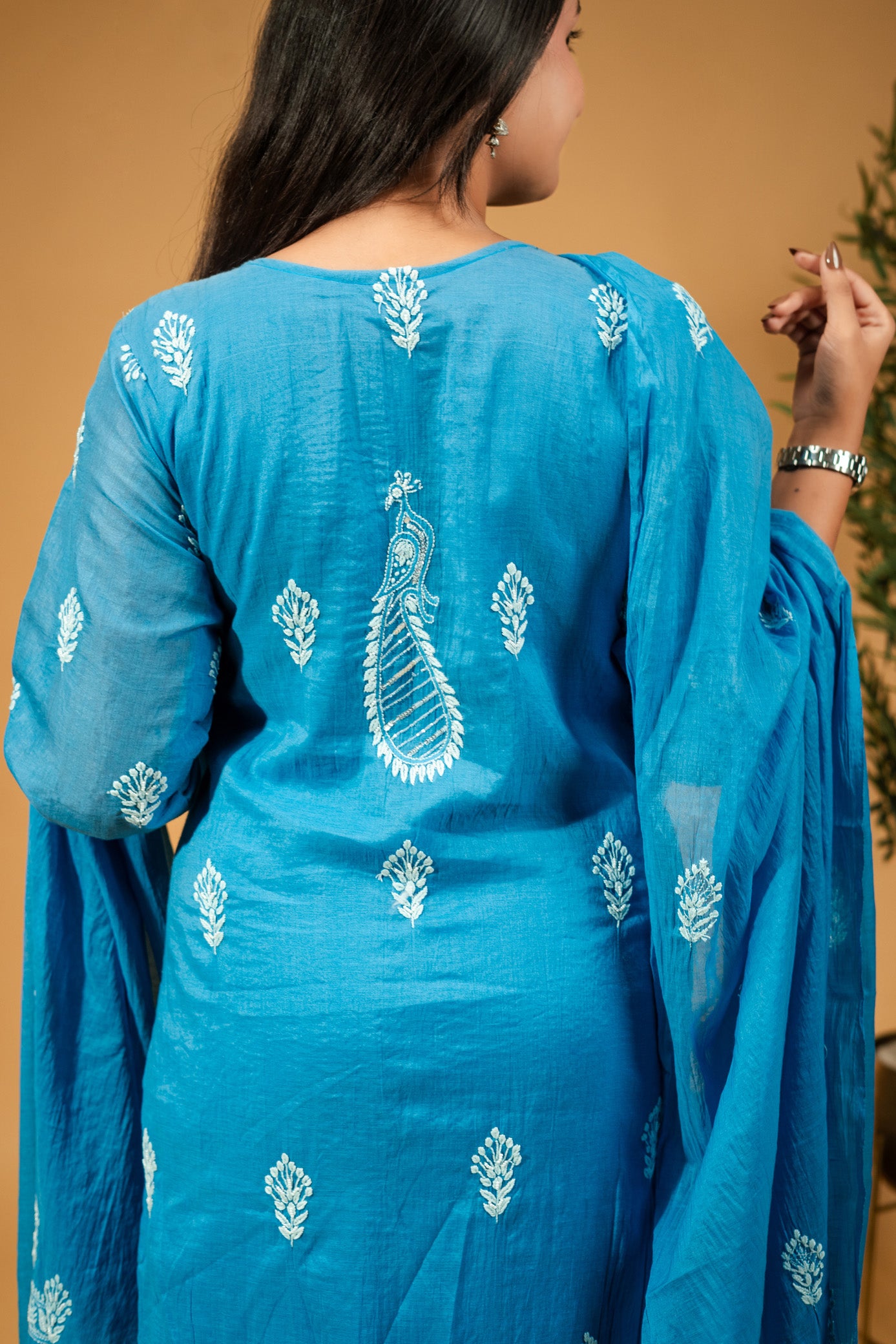 Gulrang - Hand-Embroidered Mul Chanderi Suit Set