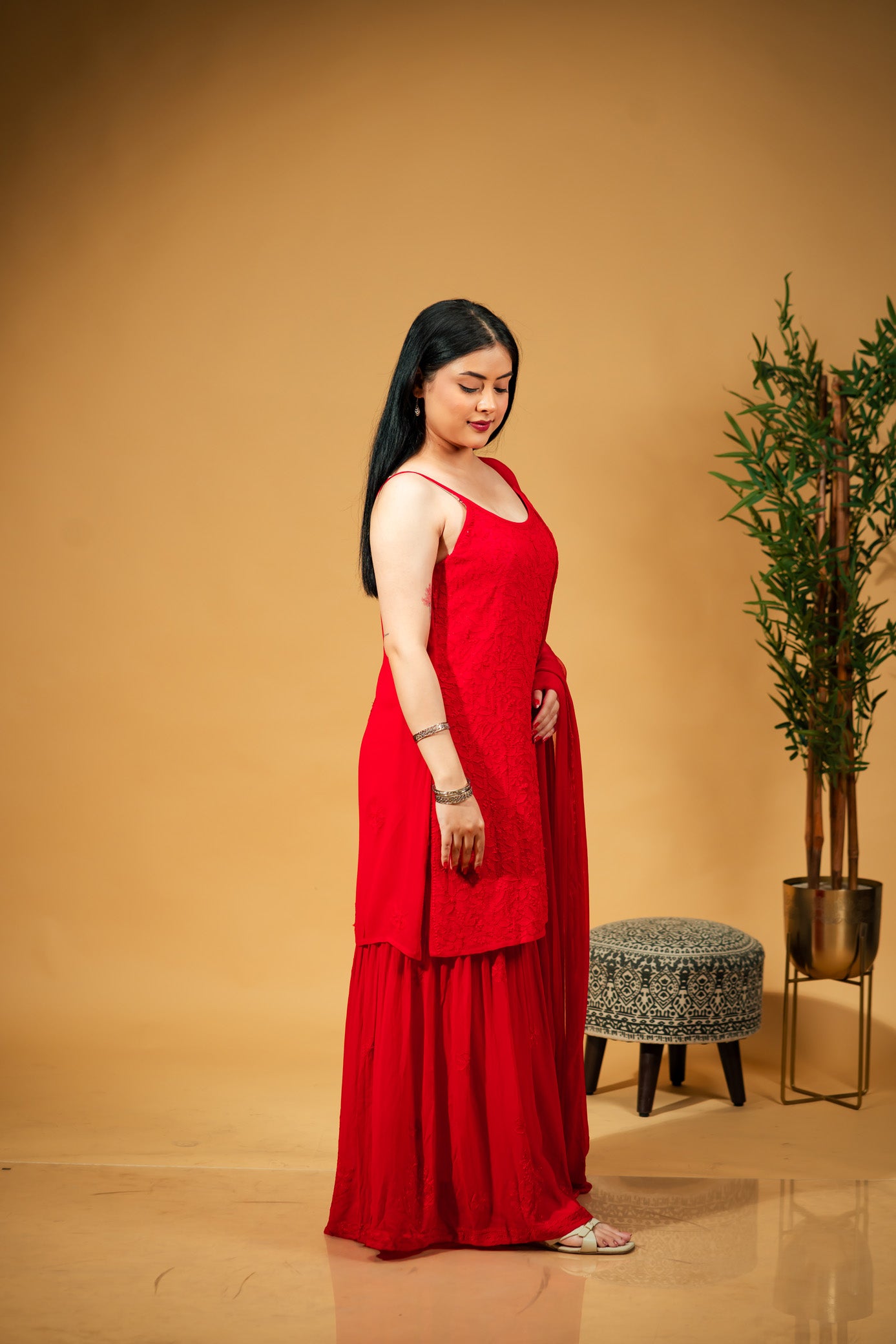 Gul Strappy Kurti & Sharara Set