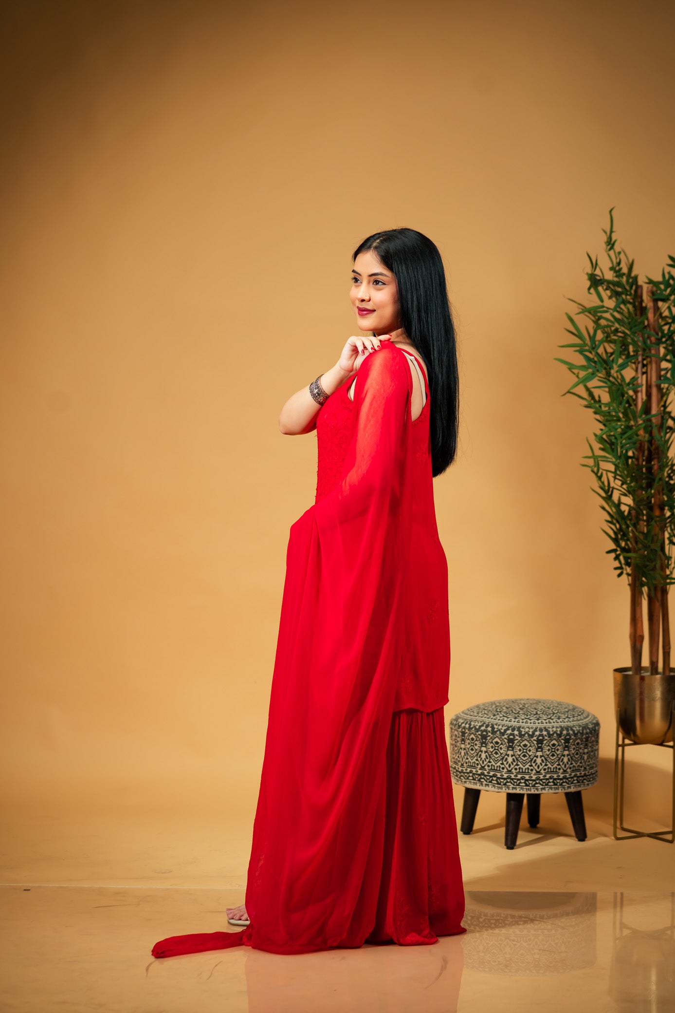 Gul Strappy Kurti & Sharara Set