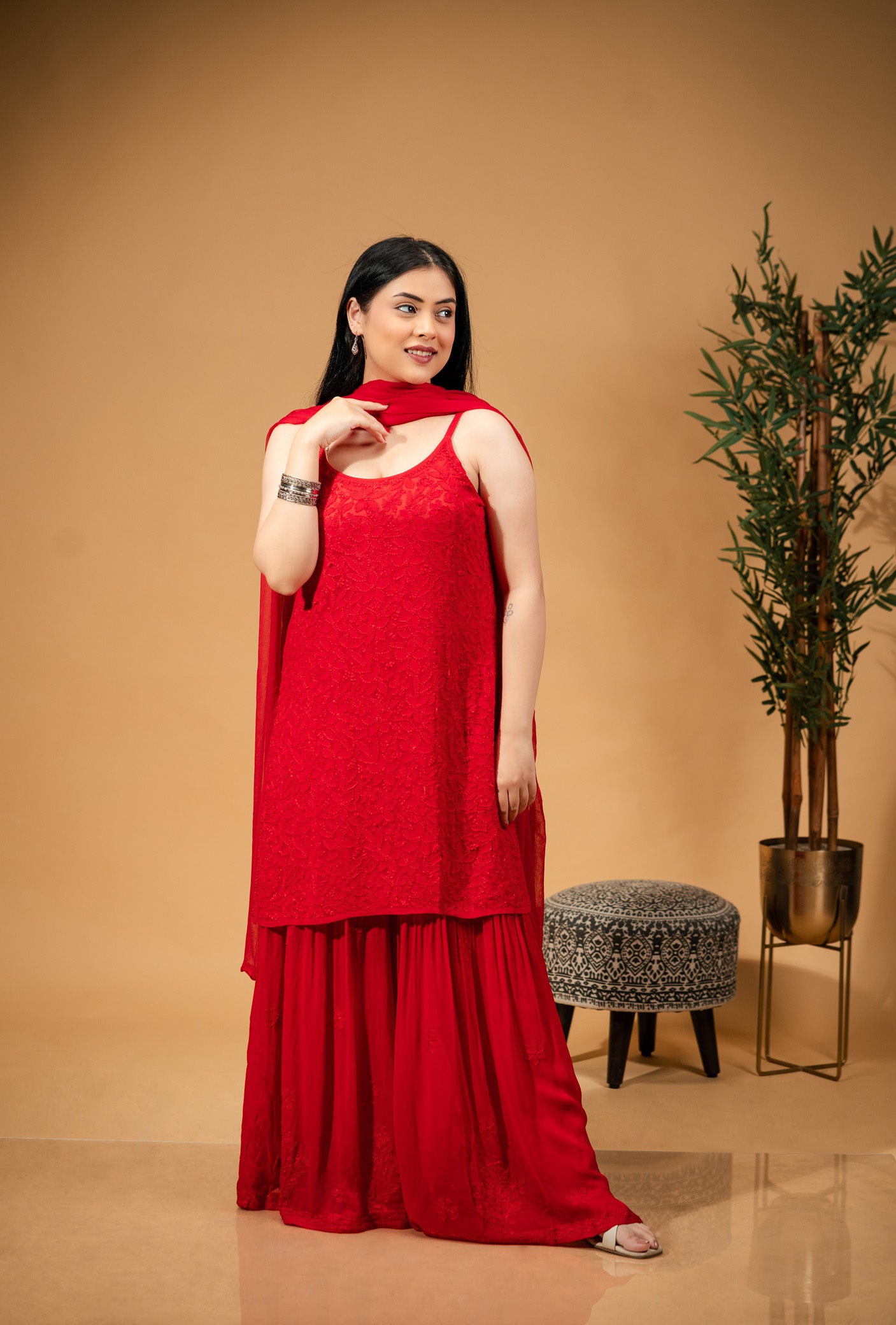 Gul Strappy Kurti & Sharara Set
