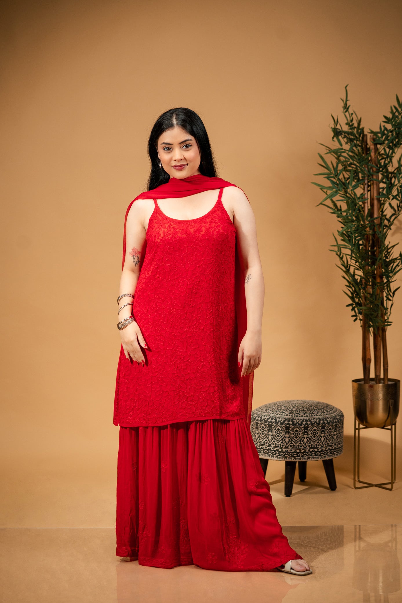 Gul Strappy Kurti & Sharara Set