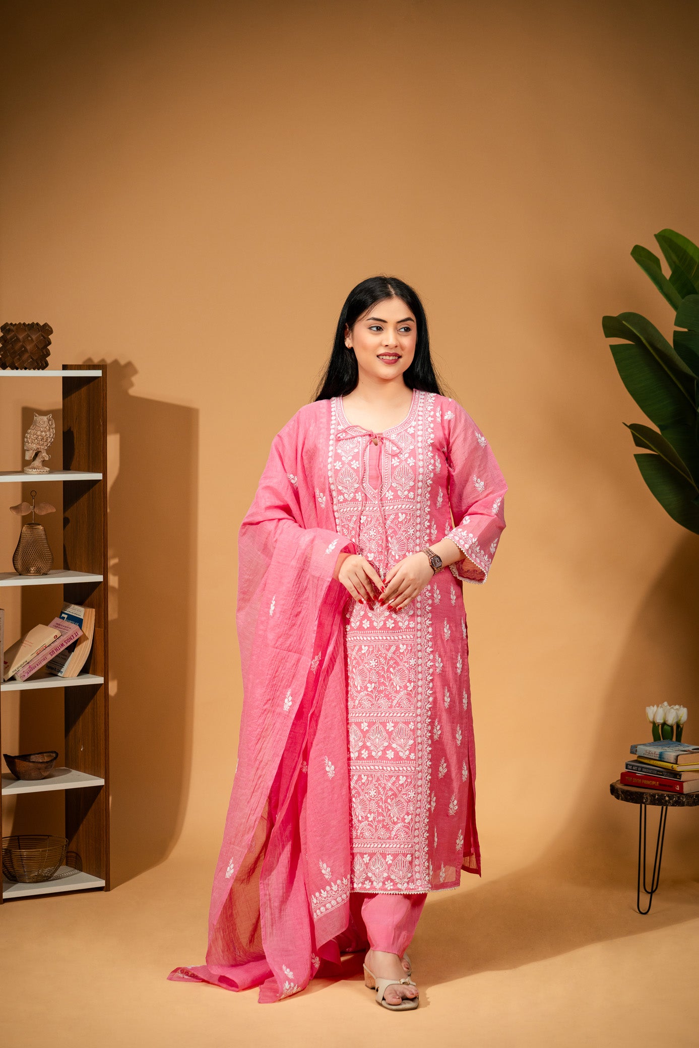 Gulrang - Hand-Embroidered Mul Chanderi Suit Set