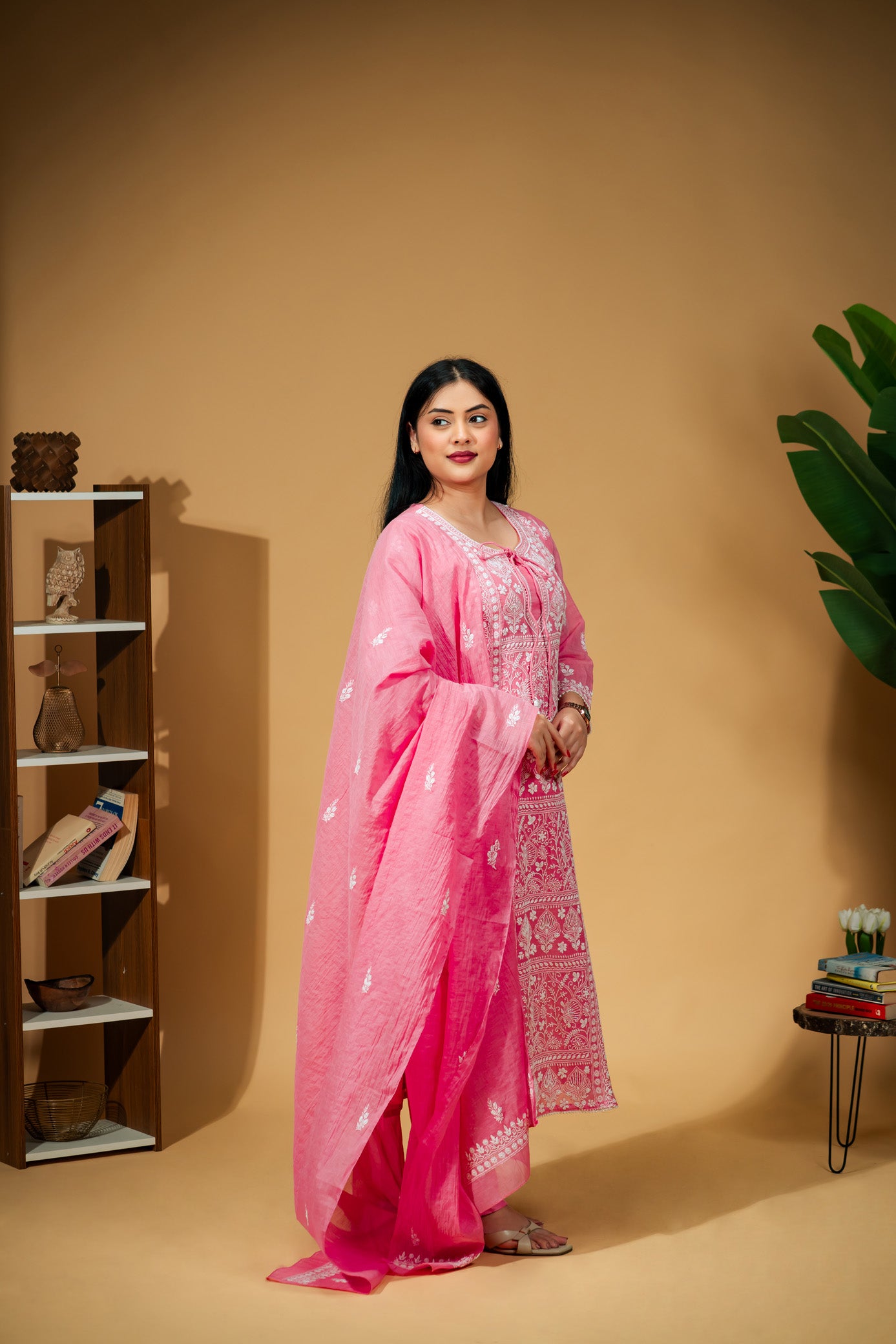 Gulrang - Hand-Embroidered Mul Chanderi Suit Set