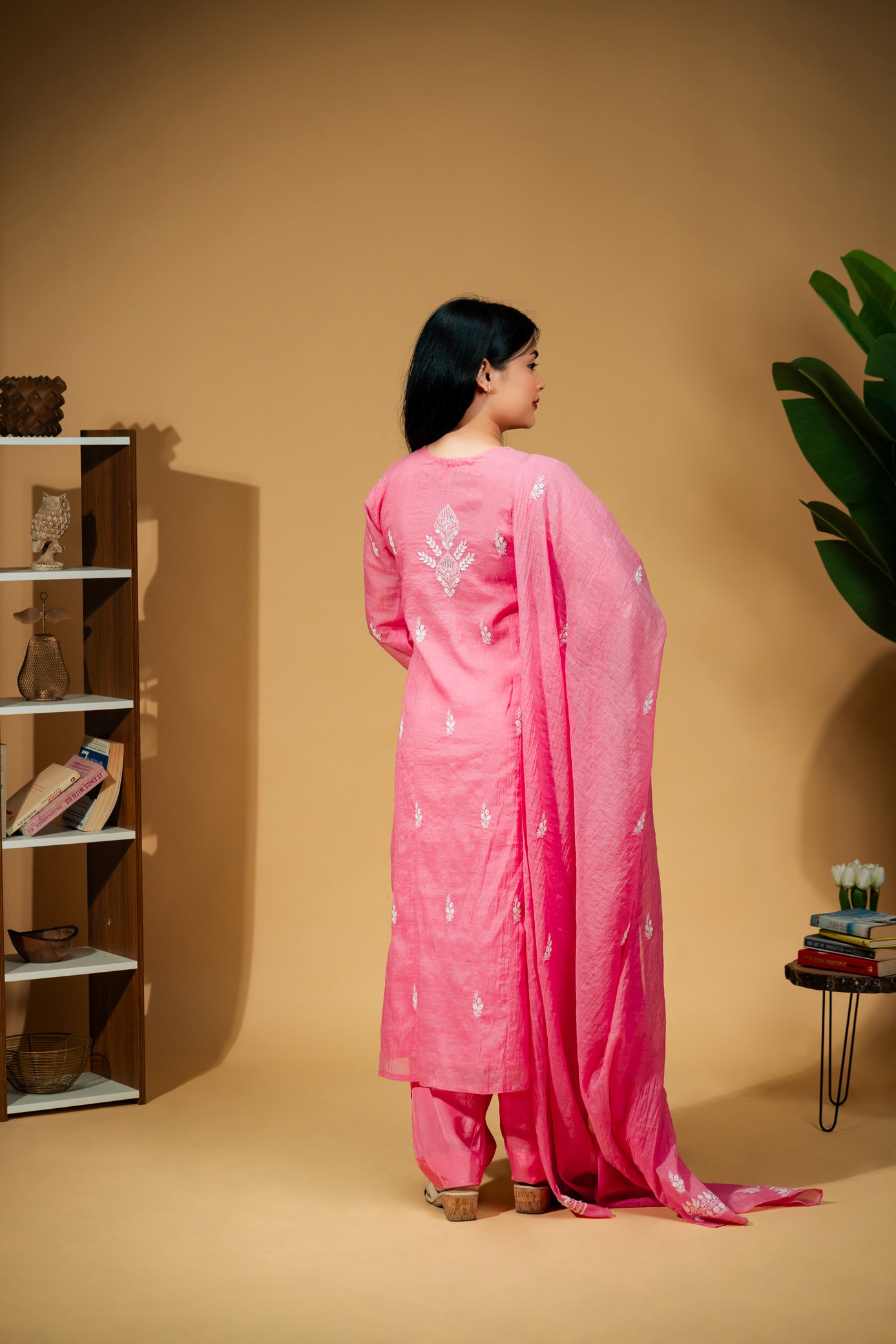 Gulrang - Hand-Embroidered Mul Chanderi Suit Set