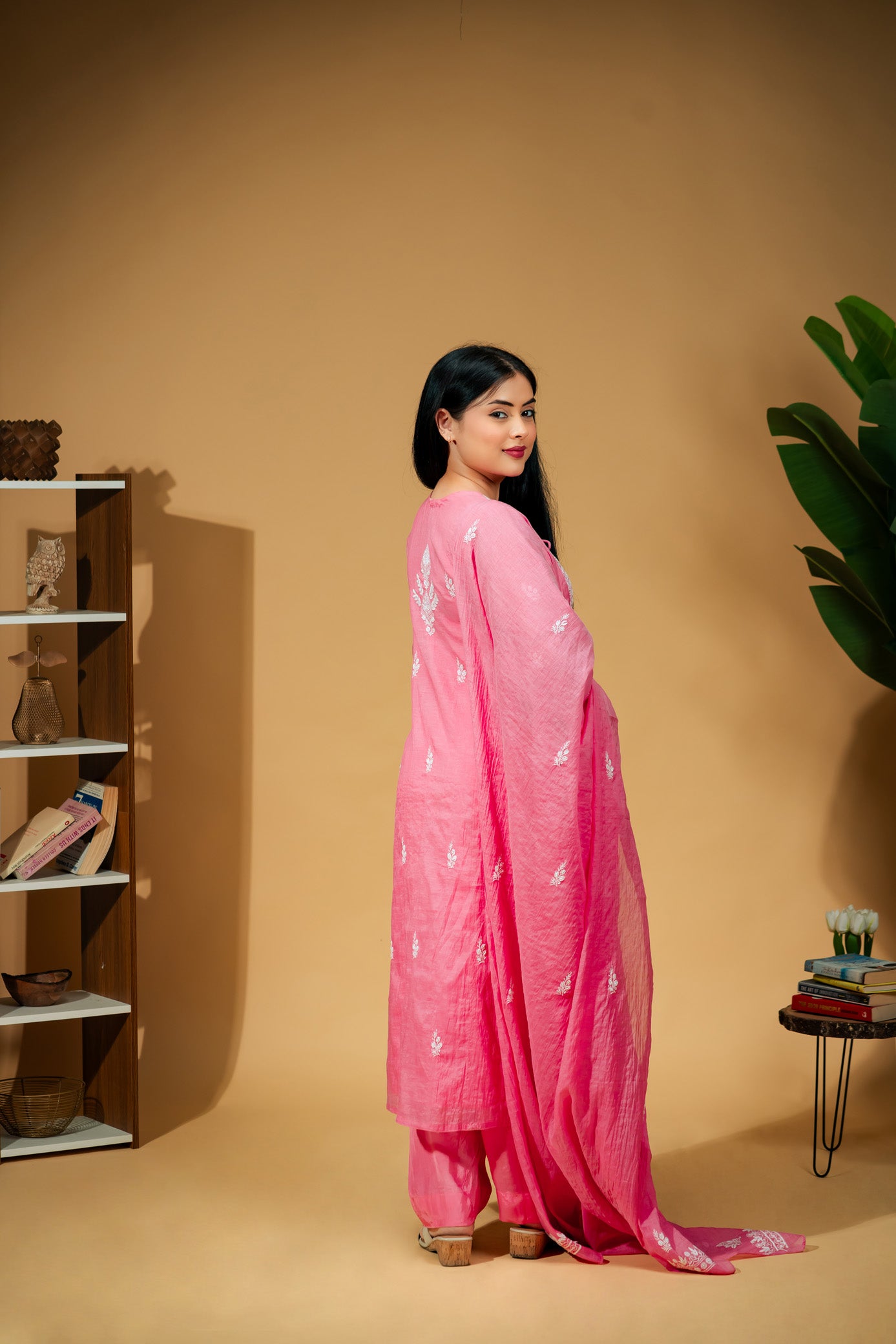Gulrang - Hand-Embroidered Mul Chanderi Suit Set