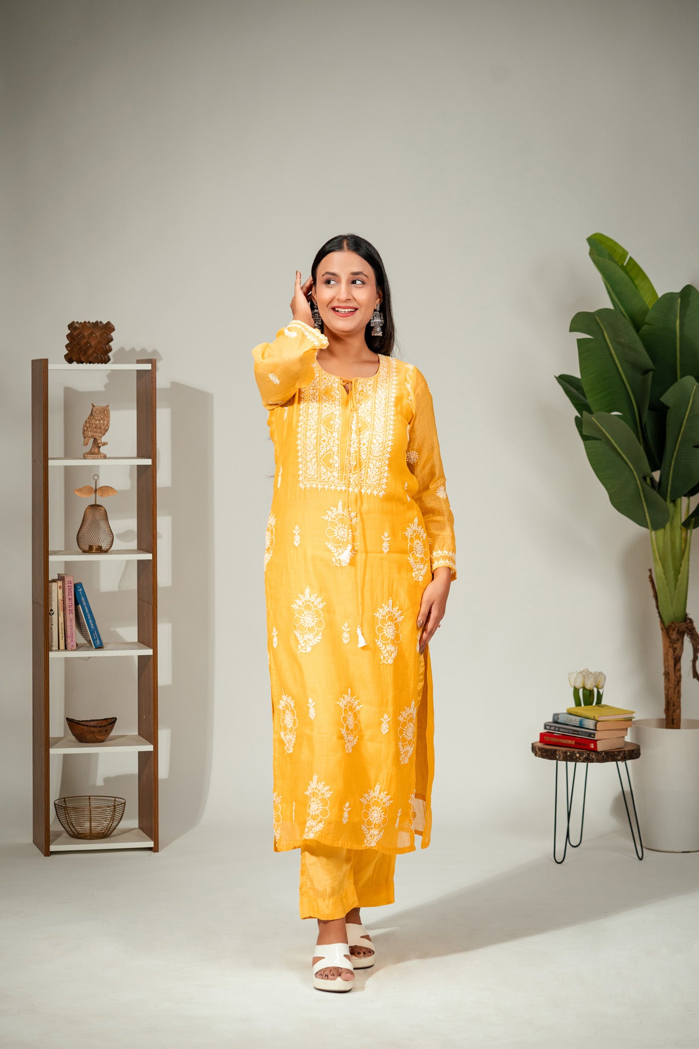 Gulrang - Hand-Embroidered Mul Chanderi Suit Set