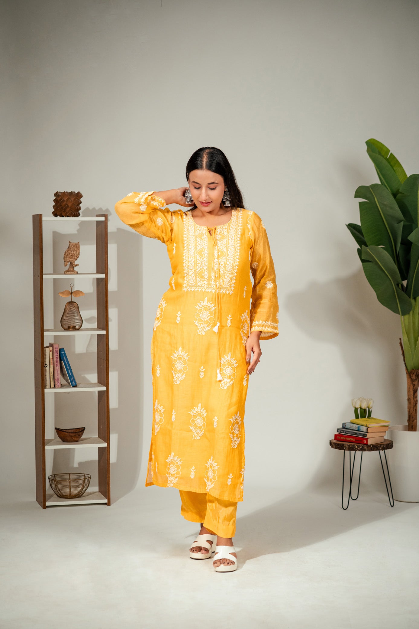 Gulrang - Hand-Embroidered Mul Chanderi Suit Set